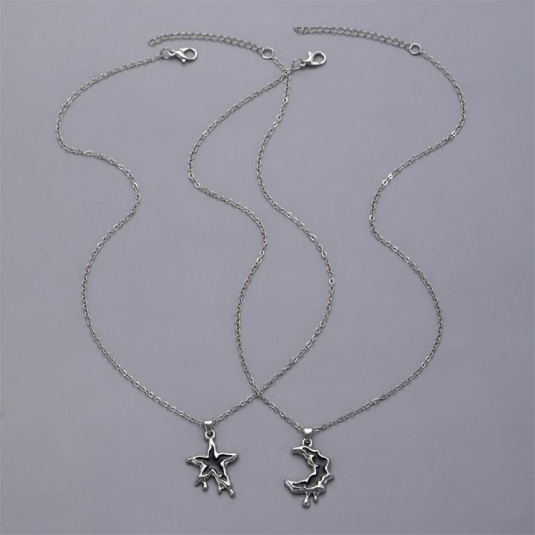 Stylish Star and Moon Friendship Pendant Necklaces Set of 2 Women Teens Girls Best Friend Jewelry Statement Pieces