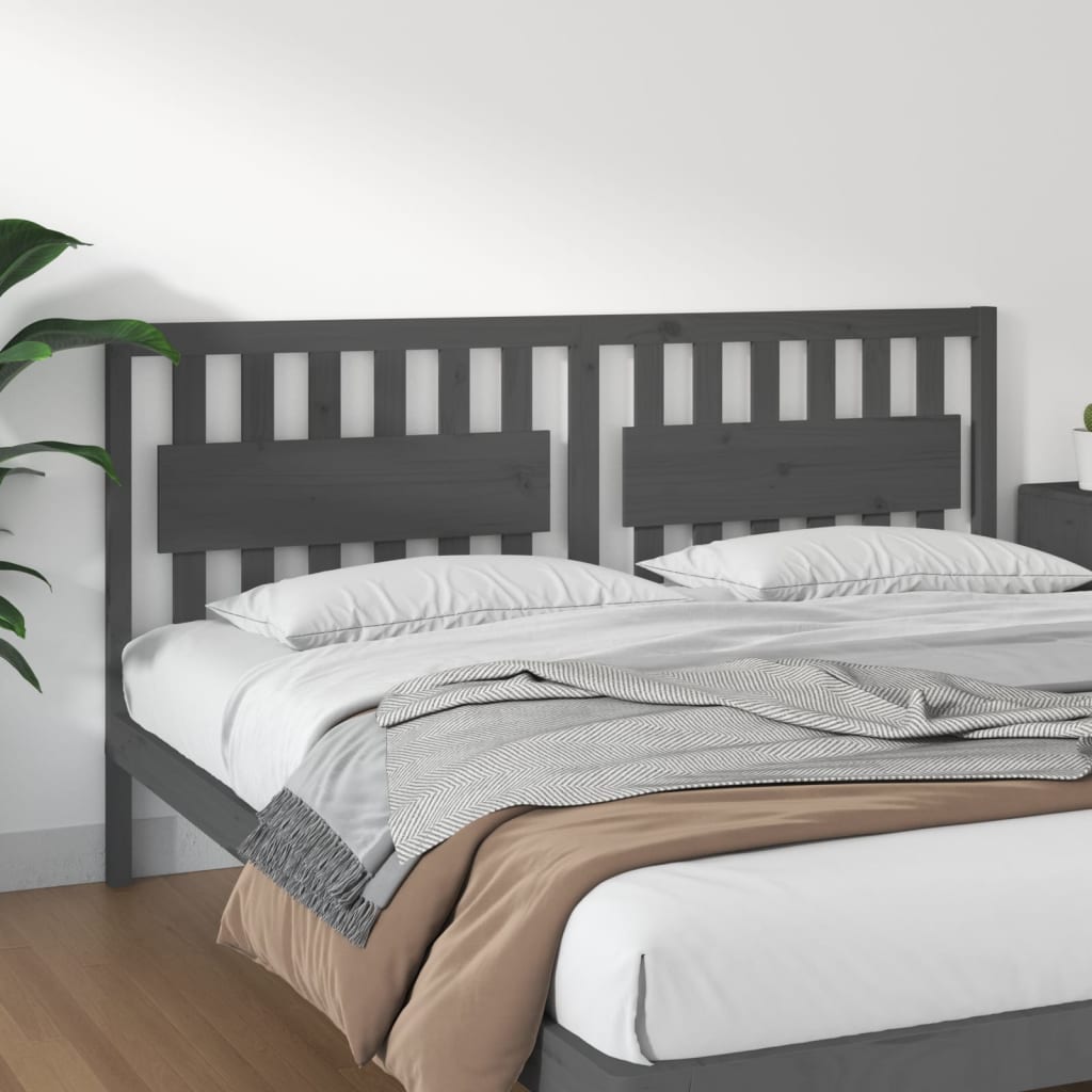 Headboard Gray 185.5 x 4 x 100 cm Solid Pine Wood