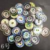 Wooden Buttons, Vintage Button Decorations, Children'S Painted Printed Diy Double-Hole Buttons, 100 Pieces Per Pack
