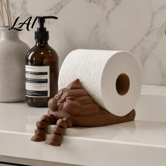 3D Printed Bathroom Accessory Funny Poop Paper Towel Holder Creative Roll Decorative Tabletop Tissue Holder Stand Stable Base Dispenser for