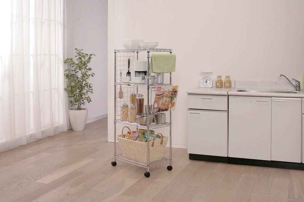 Iris Ohyama Metal Magazine Rack with Hooks, MR-3MR, Silver