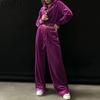 Women's Fashion Casual Fall Winter Solid Color Print Long Sleeve Trousers Pants Suits