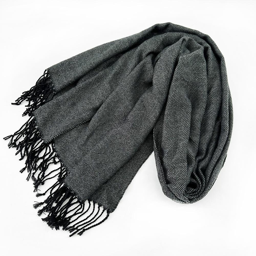 New All-match Men's Scarf Autumn and Winter Warm Acrylic Scarf Mid Length Solid Color Scarf Shawl for Boys