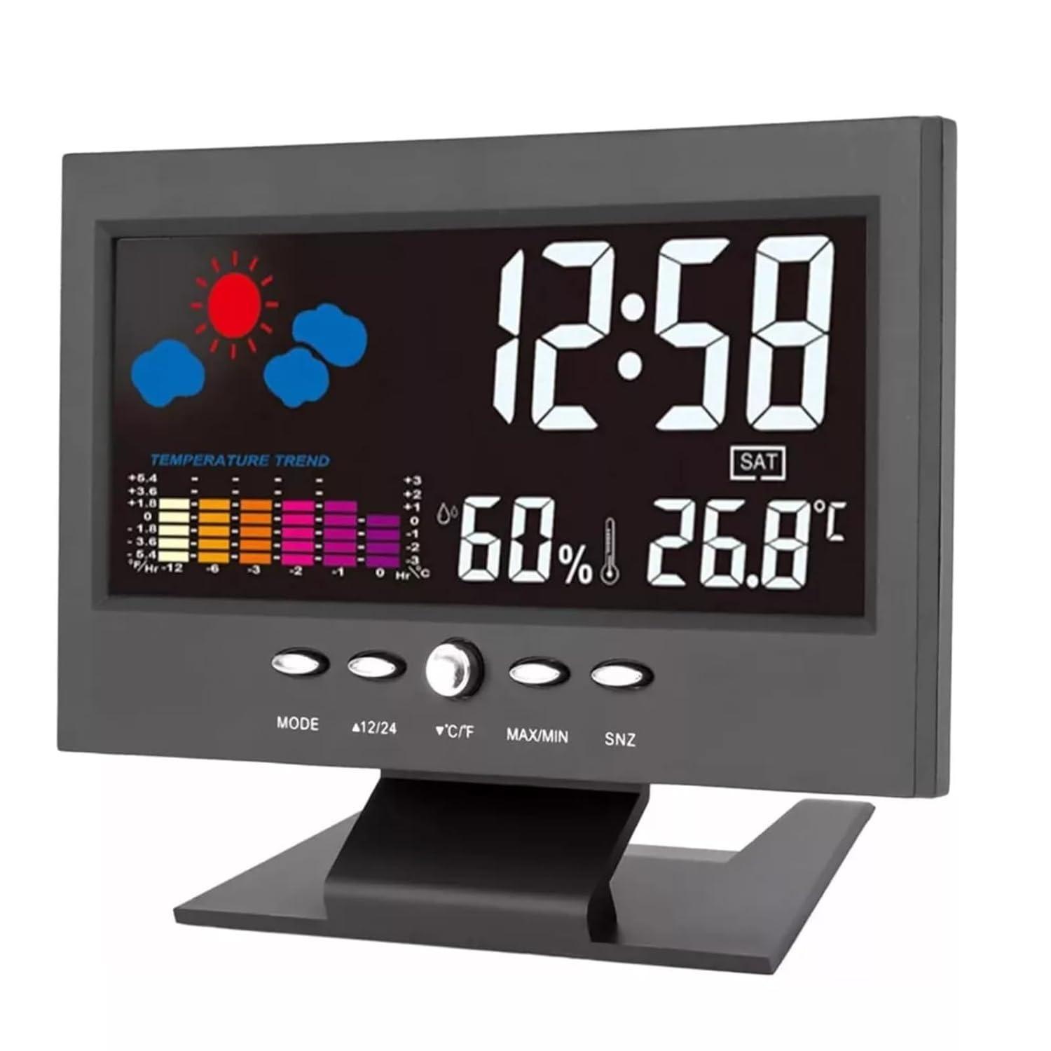 Weather Station Wireless Indoor Thermometer Temperature Desk Digital Alarm Clock Weather Thermometer LED Temperature Humidity Monitor