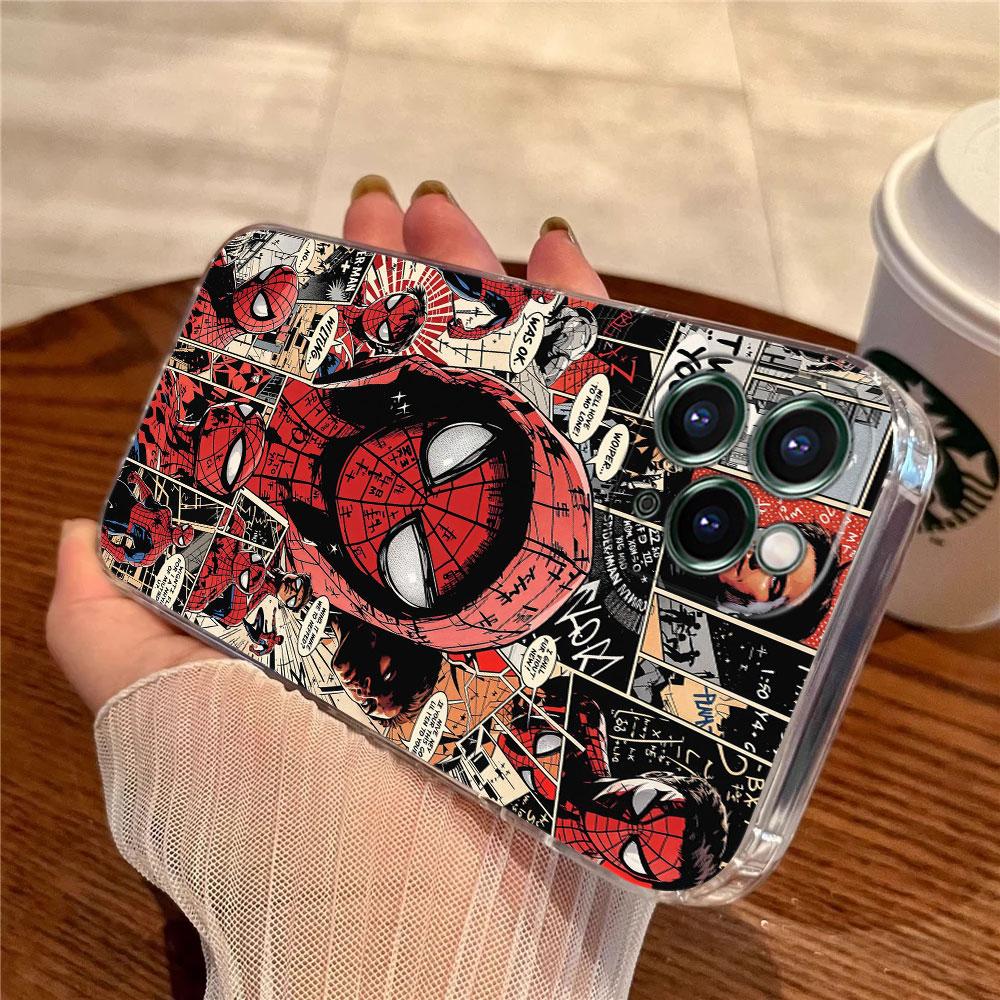Spiderman Marvel Transparent Phone Case For iPhone 17 Pro Max 17E 11 12 13 14 15 16 Pro Max 15 Plus 17 Air 16E 7 XS Soft Cover