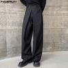 INCERUN Men Solid Zipper Up Long Trouser Work Wear Casual Pants
