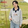 Baleno Women's Polo Collar Cartoon Print Loose Sweatshirt