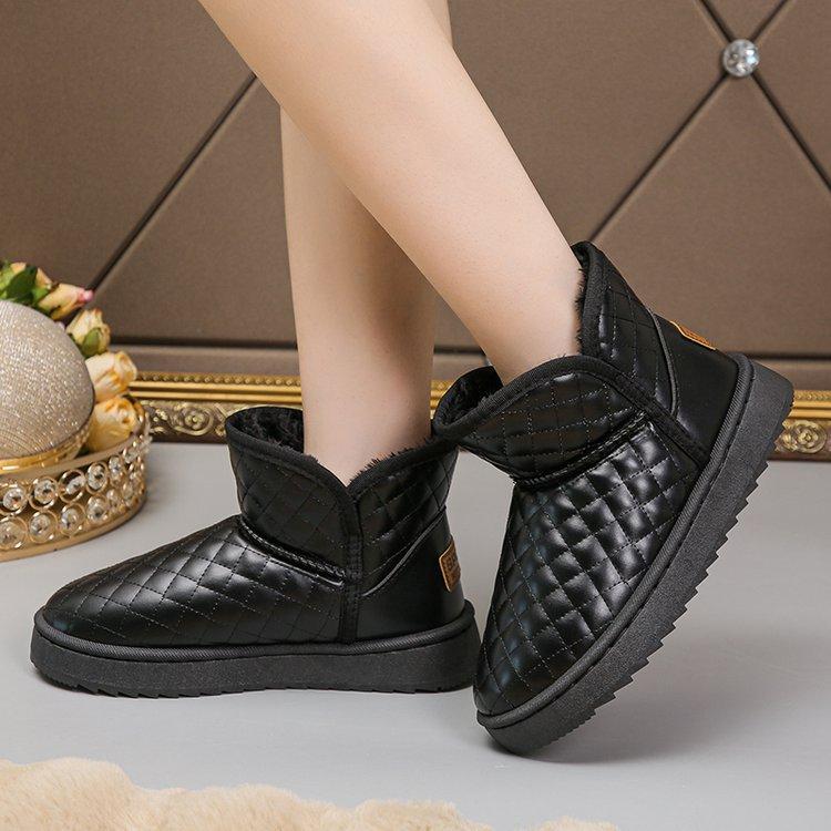 Women's Large Size Soft Sole Heightening Winter Warm Fur One Anti-slip Snow Boots Plush Lined Ankle Boots Outdoor Sports Cotton Boots