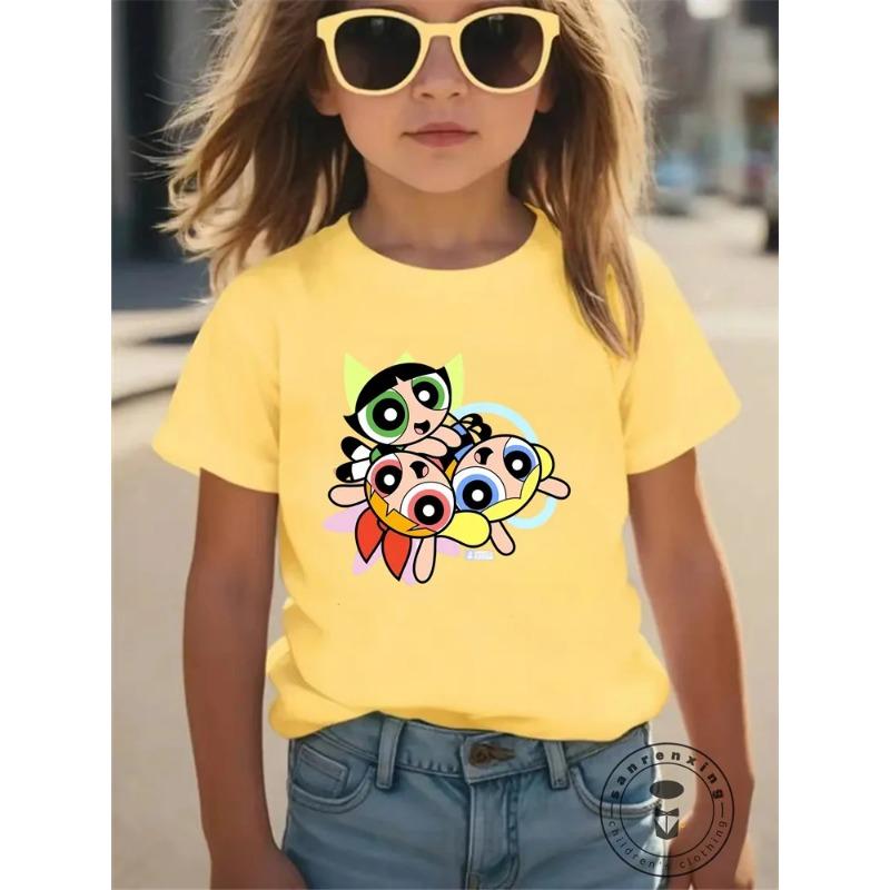 Children s Clothing T-shirt, Powerpuff Girls Series Cute Children s and Girls  Summer Clothing Top 100