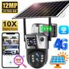 LS VISION 12MP 10x zoom zonnecamera 4G dubbel scherm bewaking buiten 6K drielens PTZ automatische tracking 360° CCTV beveiligingscamera's V380 Cam