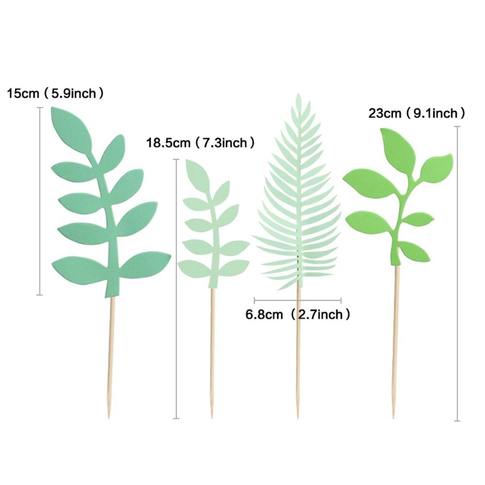 Shower Wedding Jungle Theme Greenery Party Supplies Cupcake Decoration Cake Topper Tropical Leaves