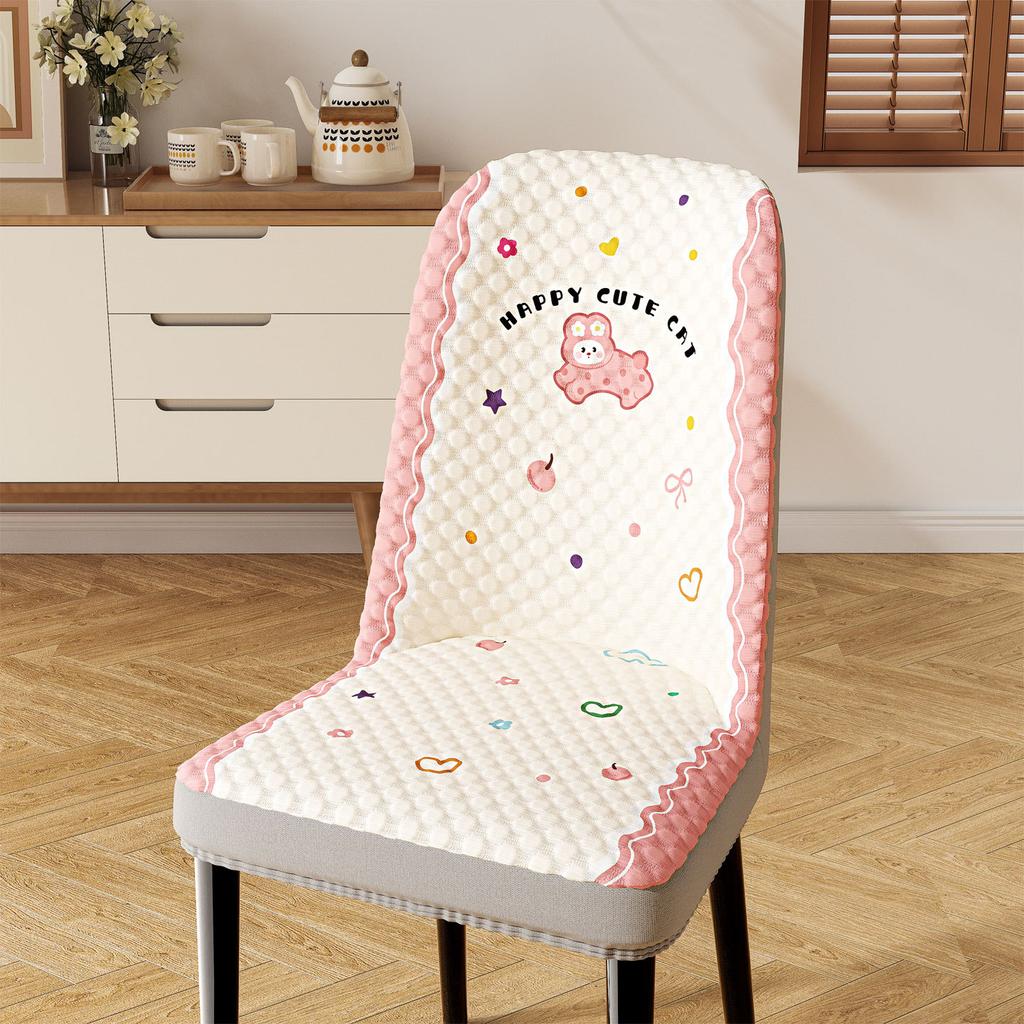 Curved Shape Chair Cover Breathable Dustproof Shrink-Resistant Elastic Dining Chair Cover Printed European Style Chair Protector