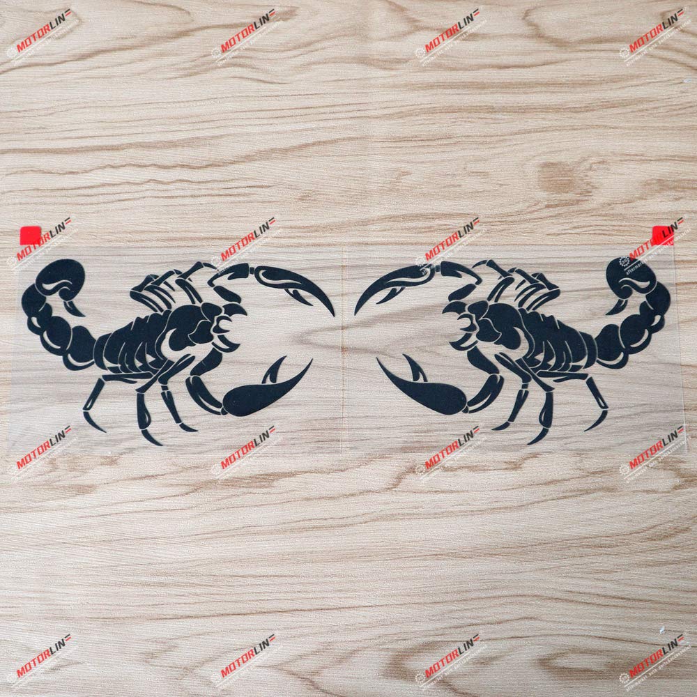 Pair Mirror Image 6" Black Scorpion Decal Bumper Sticker Car Vinyl