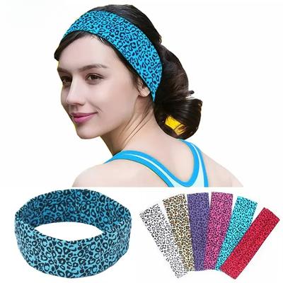 Fashion Leopard Print Sports Headband Yoga Headband Women Fitness Elastic Cotton Sweat Absorbing Headscarf Athletic Headwear