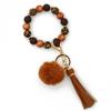 Silicone Bead Bracelet with Pom-Pom Keychain & Tassel Pendant - 2024 Women's Style