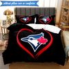 3PCS Blue Jays Printed Bedding Set For Bedroom Dormitory,  Includes 1 Duvet Cover & 2 Pillowcases for All Seasons Home Decor Fan Gifts