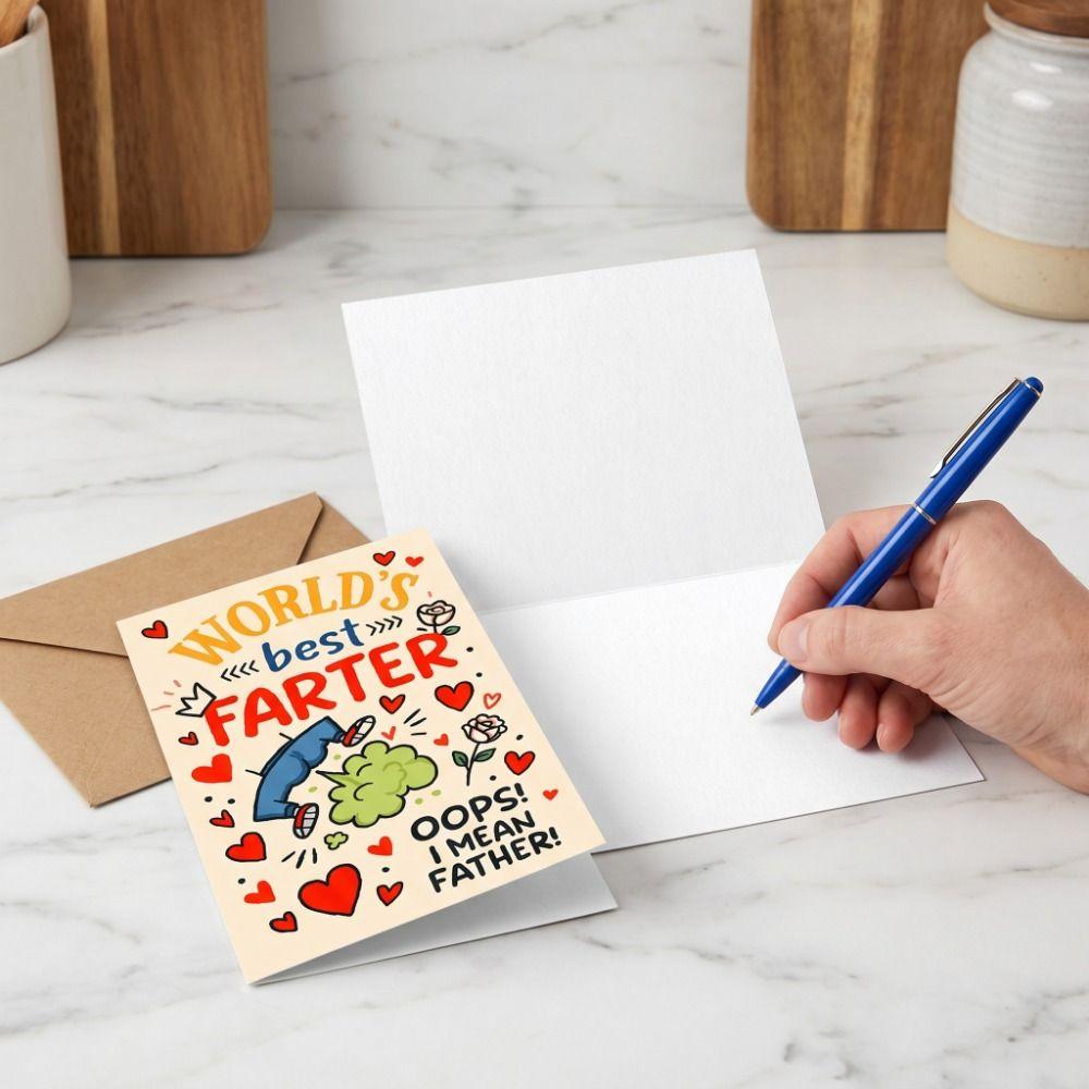 Mit Umschlag Vatertagskarte Lustiges Design Vatertagsgeschenke Cartoon Papa Grußkarte Geburtstag