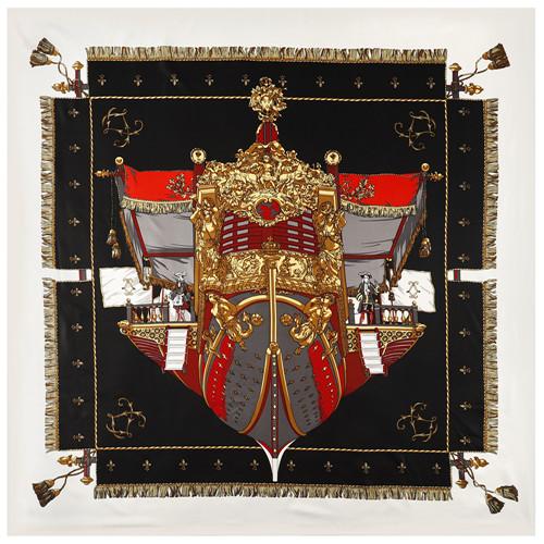 POBING Silk Scarf Women Large Shawls Spain Print Stoles Square Bandana Luxury Tassel Kerchief Scarf Female Foulards 130CM