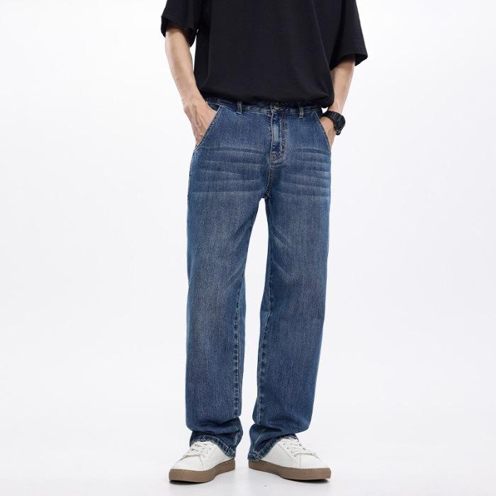 Spring and Summer New Men's Loose Straight American Casual Stretch Jeans Trousers Men