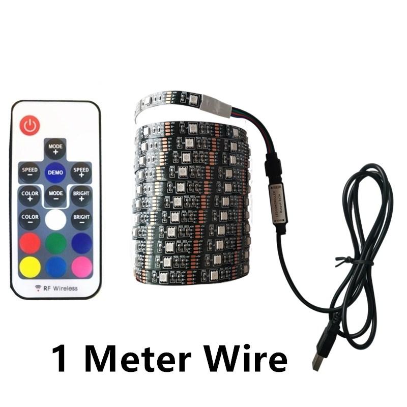 Светодиодная лента DC 5V USB 1 метр 5050 Водонепроницаемая RGB LED подсветка Гибкая 50 см 1 м 2 м добавить 3 17-клавишный пульт для подсветки телевизора