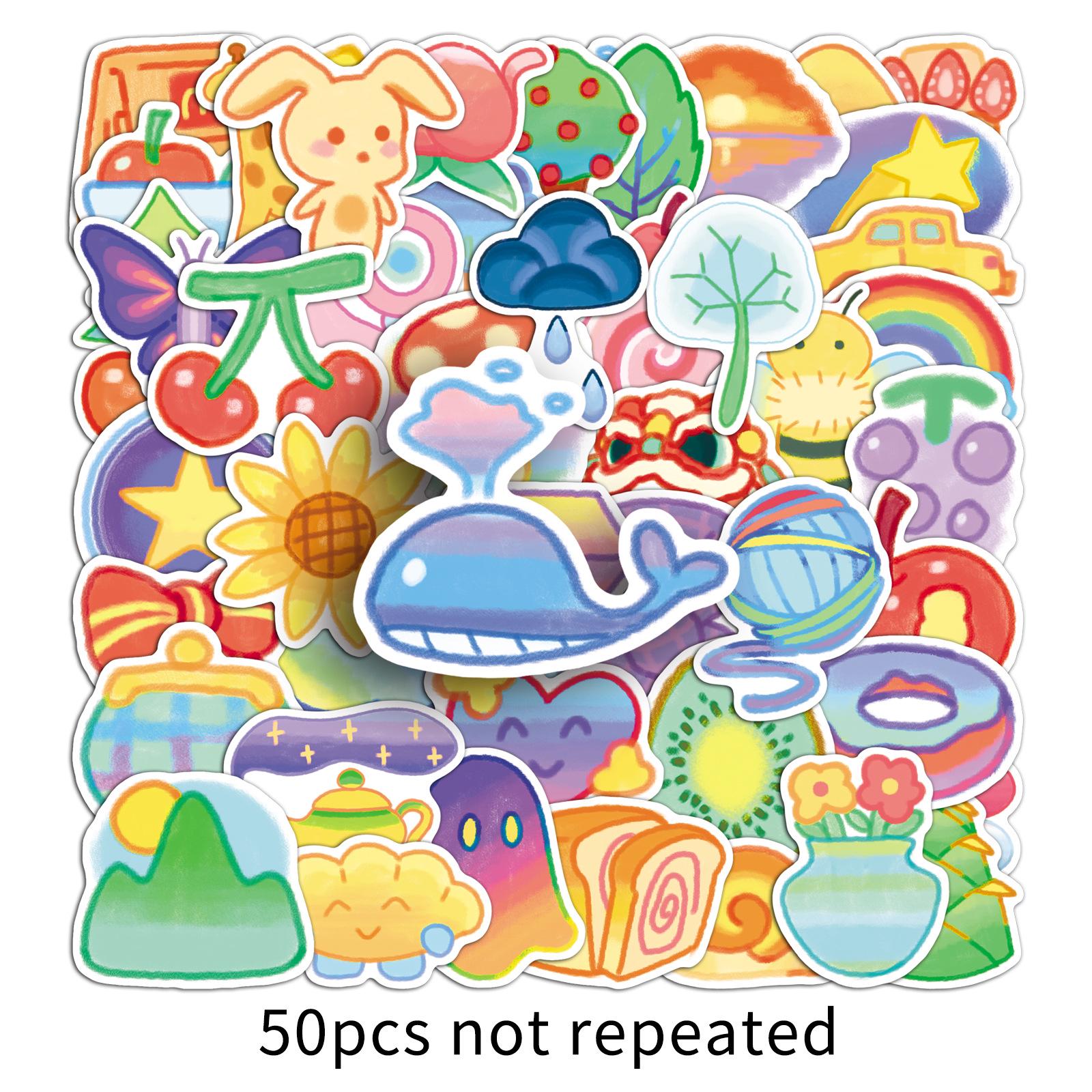 50 Cute Pastel Hand-Drawn Waterproof Stickers for Milk Tea Cups