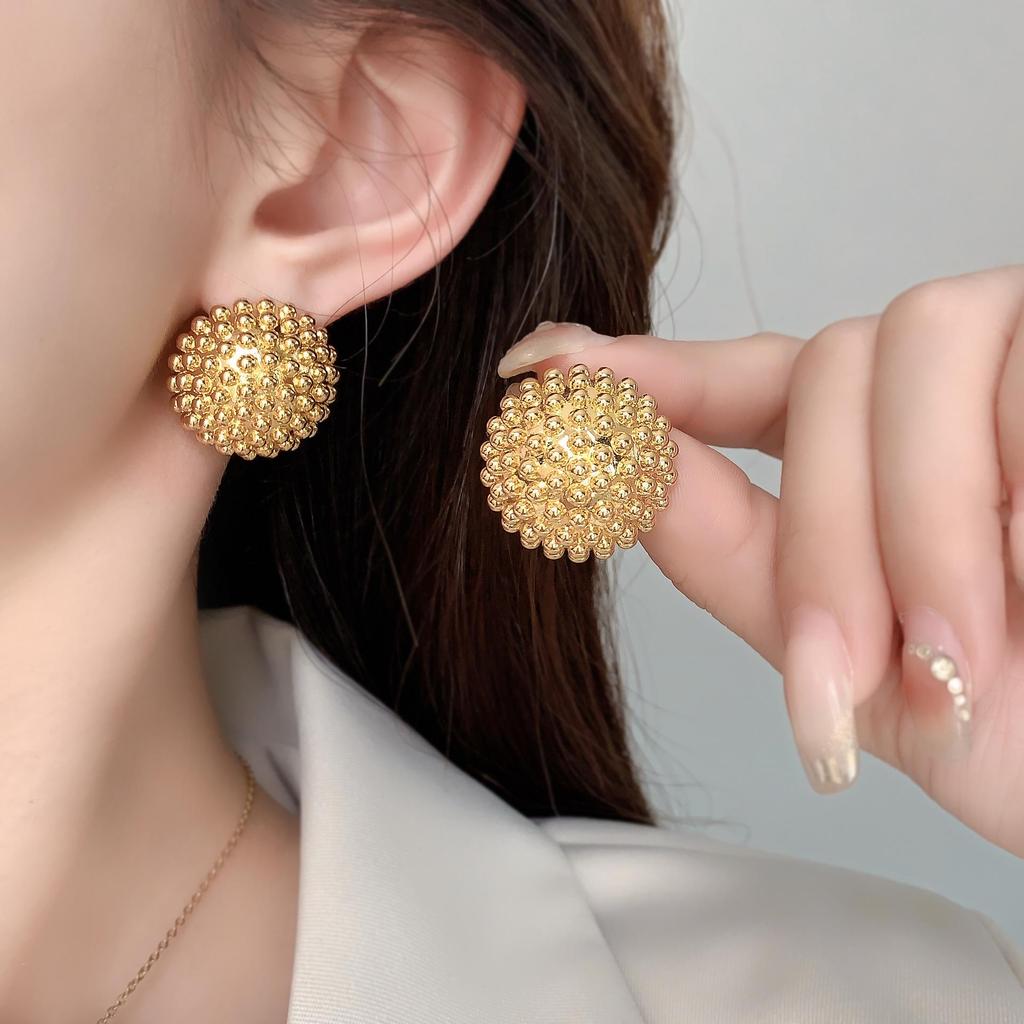 2024 European & American Style Gold-Plated Geometric Stud Earrings: Luxurious & Fashionable Women’s Jewelry
