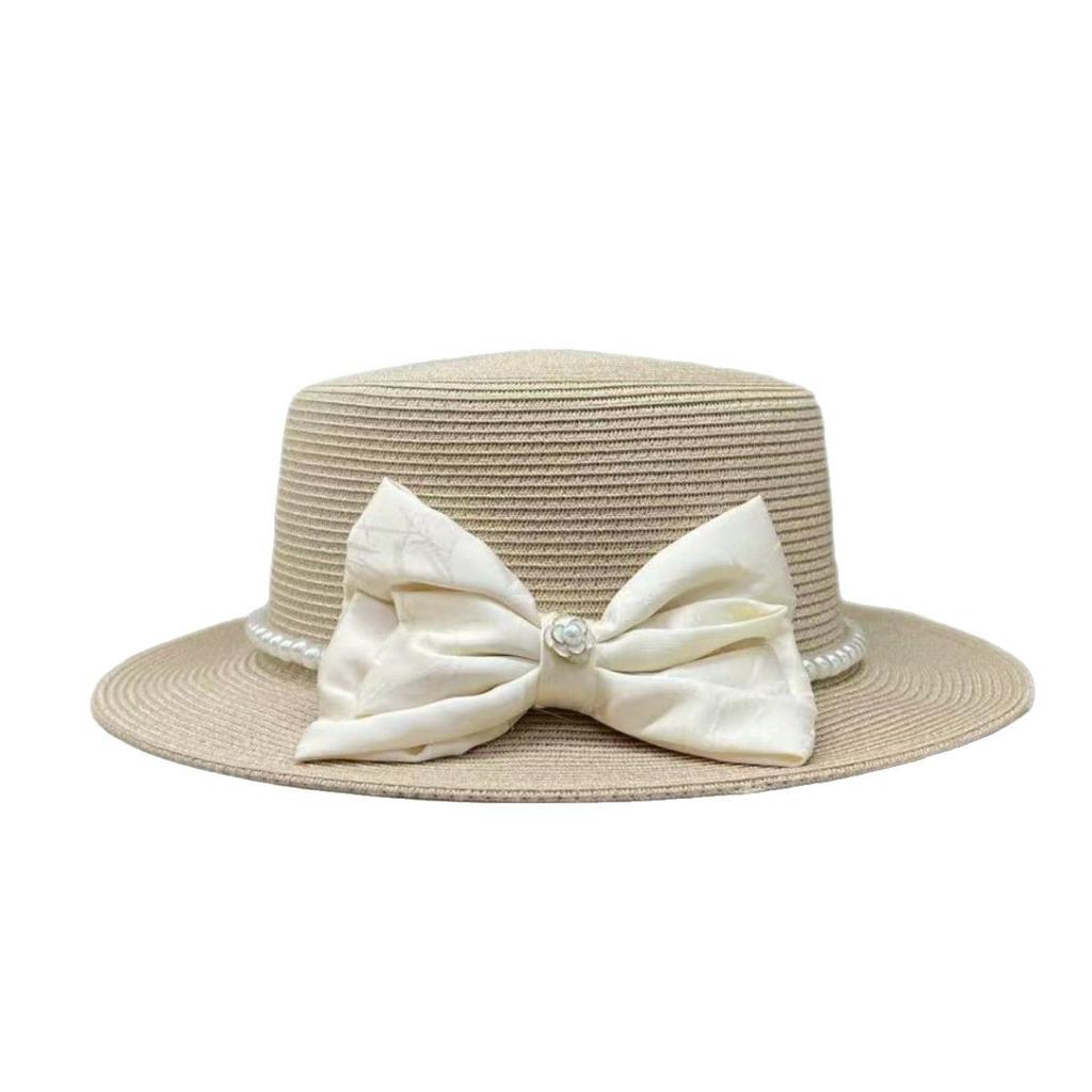 Upgraded Version of Fine Grass French Celebrity Flat Top Top Hat Women's Summer Travel Sunscreen Sunshade Straw Hat Foreign Style High-end Basin Hat
