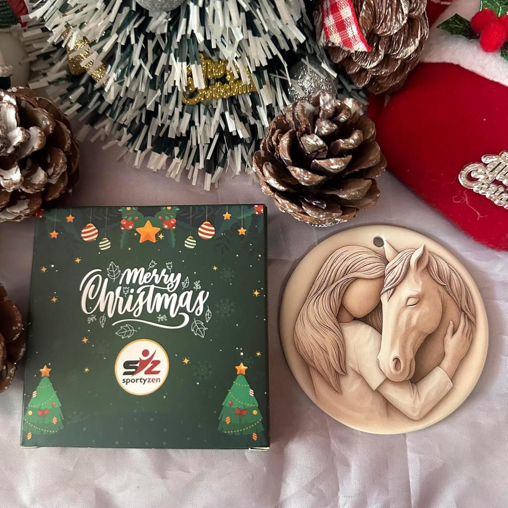 3D Girl and Horse Ornament – Not Hand-Carved | Ceramic for Horse Lovers, Equestrian Memorial Keepsake, Horseback Rider Decor