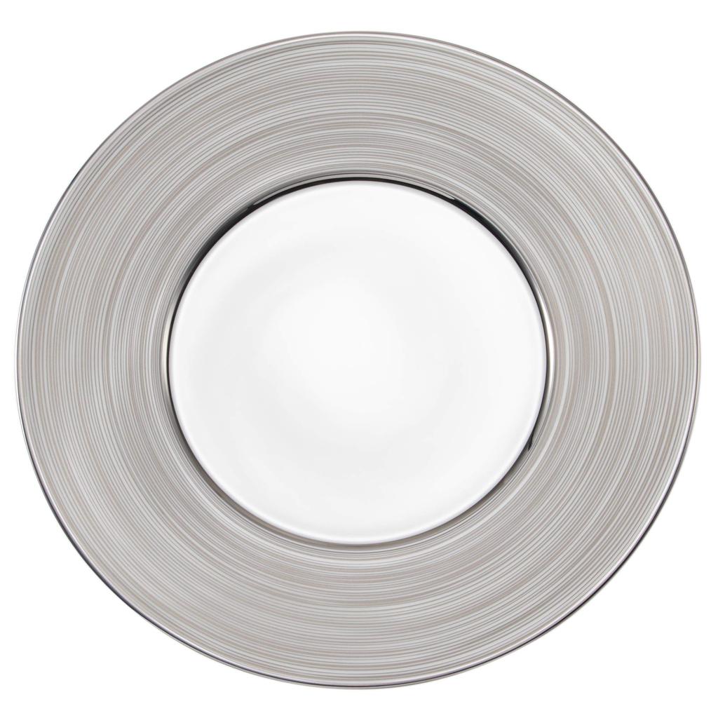 NARUMI Platinum Swirl Band Plate, 27cm, Platinum, Stylish and Elegant Flat Plate with Rim, A La Carte Plate, Made In Japan, Product Number: 52147-5666