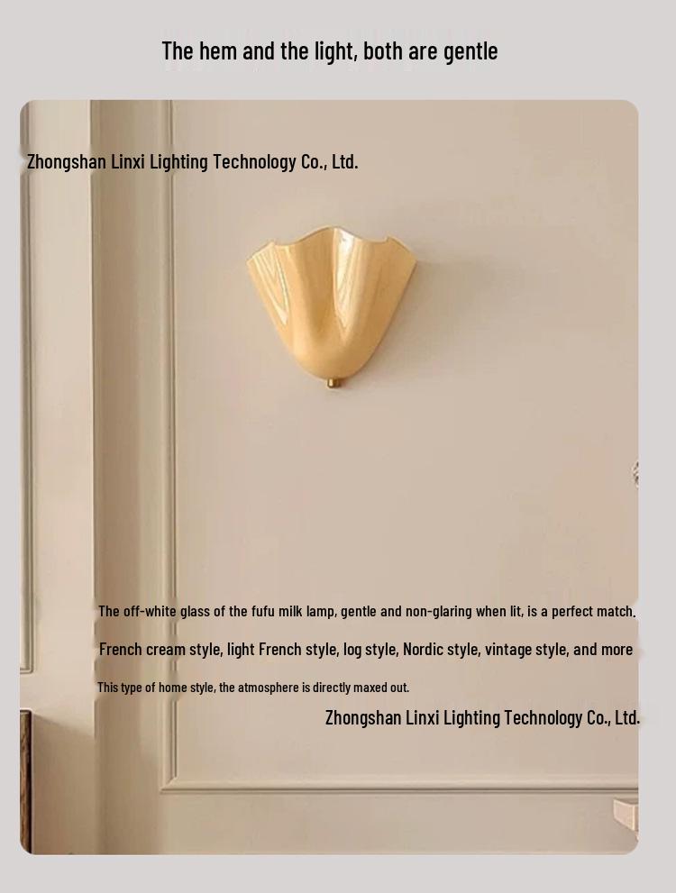 French Vintage Seashell Glass Wall Lamp for Living Room, Bedroom, or Hallway Ambiance.