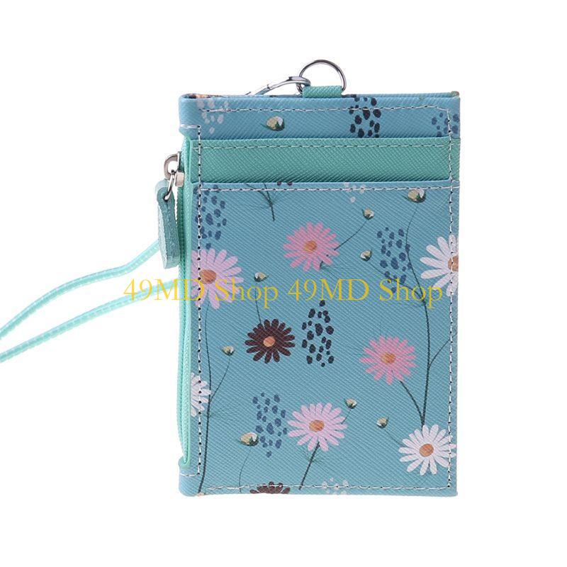 

49MD Portable Leather Badge Card Holder for Case ipper Coin Pocket Purse Office Work with Neck Lanyard