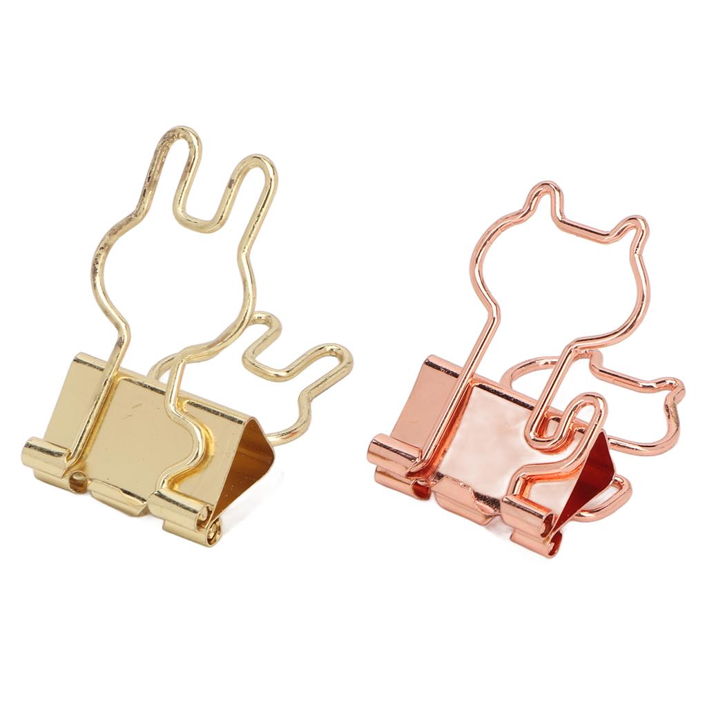100pcs Binder Clips Strong Clamping Force Rust Resistant Metal Rabbit Binder Clips Cat Binder Clips for Office