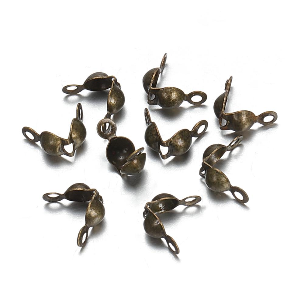 200pcs 4x7mm DIY Ball Chain Clasp End Crimps Calotte Connectors Beads Fastener Accessories for Jewelry Making Components
