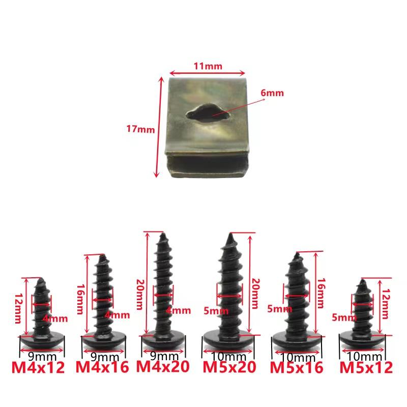 10 Sets Screws Flat Iron M4 M5 Threaded Insert Clip Rivet Use For Furniture Car Accessories Carbon Steel Spacer Screws Clip Kit