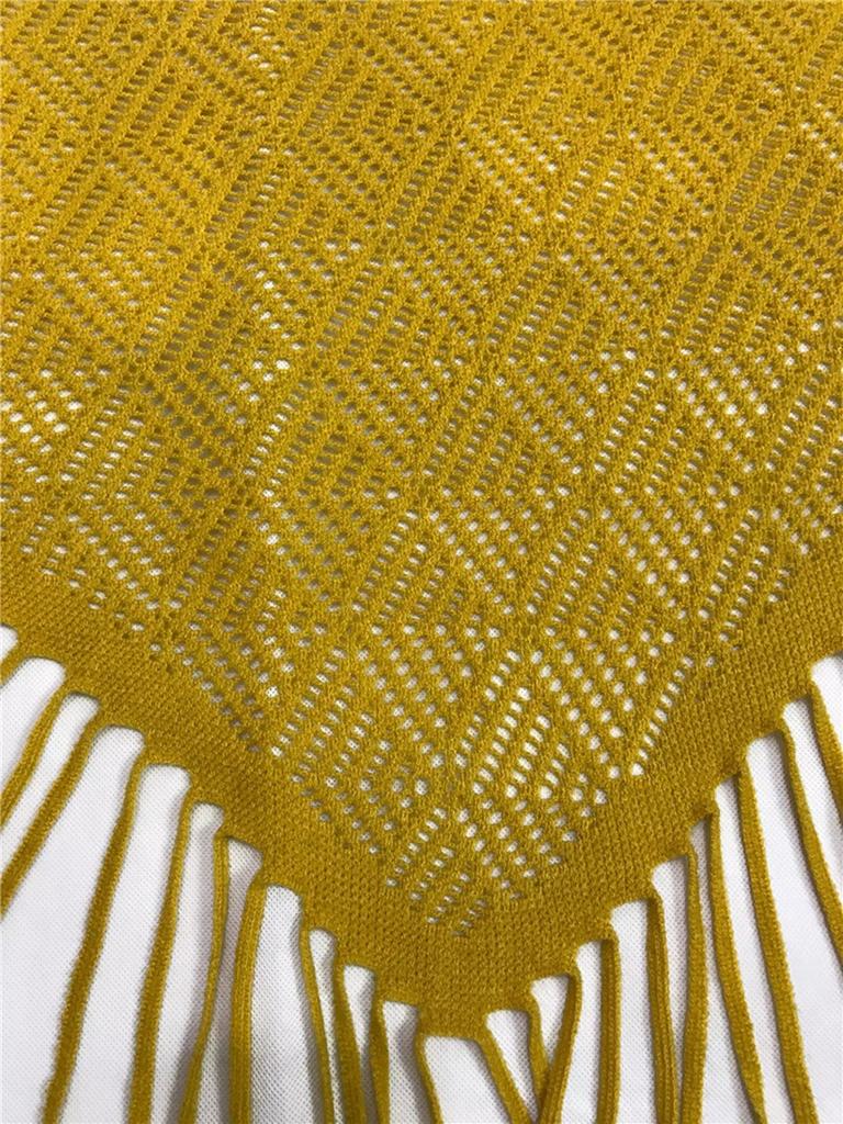 Autumn New Solid Color Triangle Fringe Wool Scarf Knitted Shawl Triangular Scarf Wrap