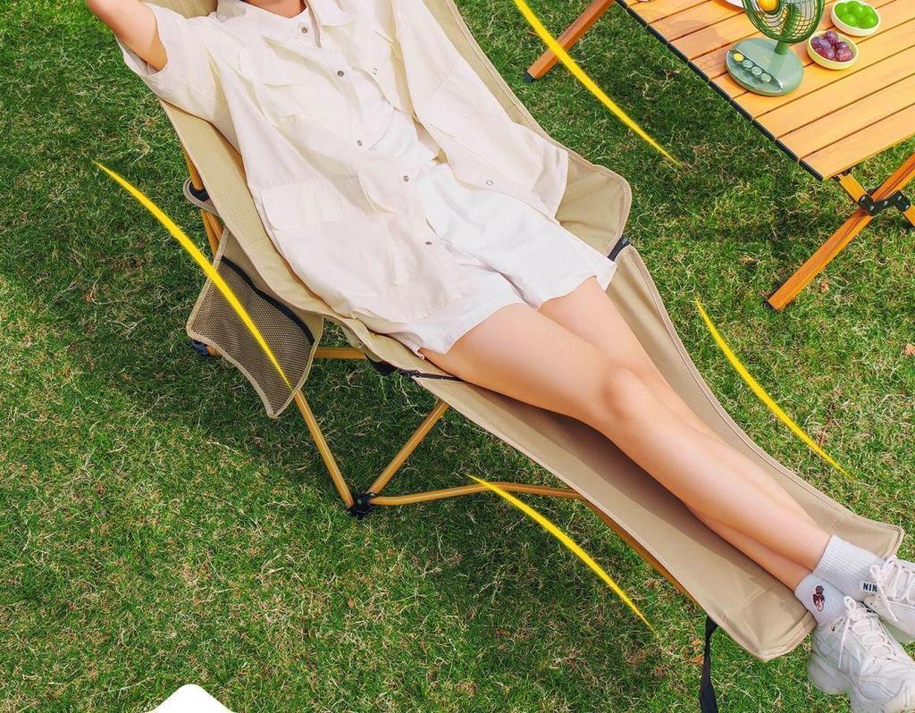 Adjustable Camping Recliner: Moon Chair with Leg Rest and Backrest, Foldable Outdoor Beach Chair.