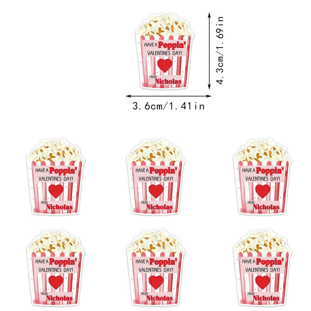 Customized Valentine s Day Popcorn Stickers, Personalized Names, Valentine s Day Decorative Labels, Festival Packaging Stickers 20pcs