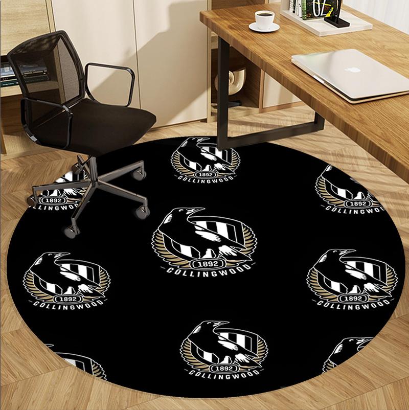 Collingwood Magpies Pattern Round Rug, Indoor/Outdoor Mat, for Picnic, Gameroom, Bedroom, Office, Living Room, Home Decor Carpet, Birthday Gift