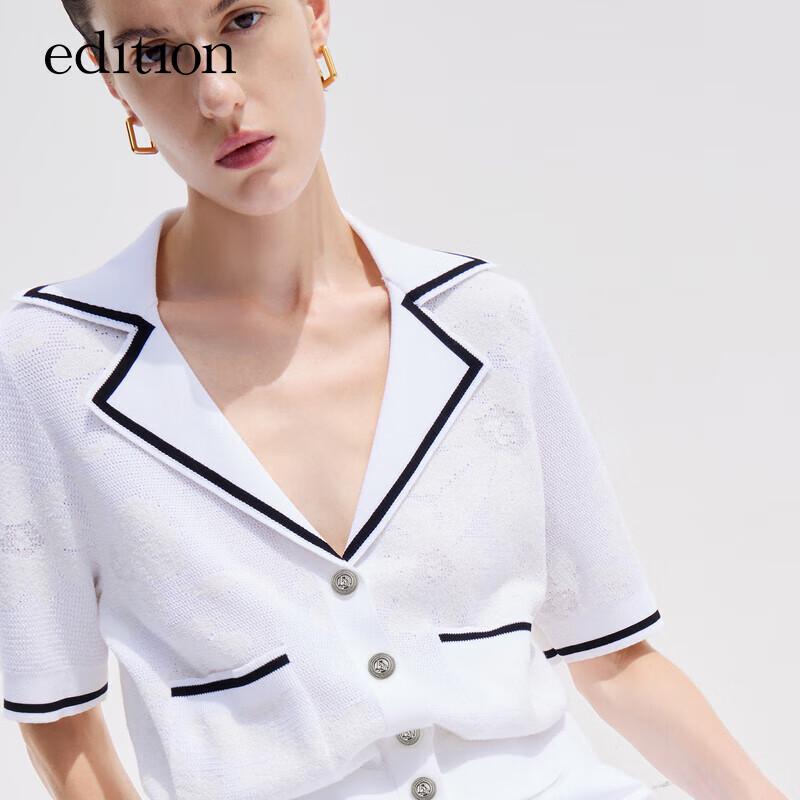 Women's Retro Jacquard Knit Short Sleeve V-Neck Top