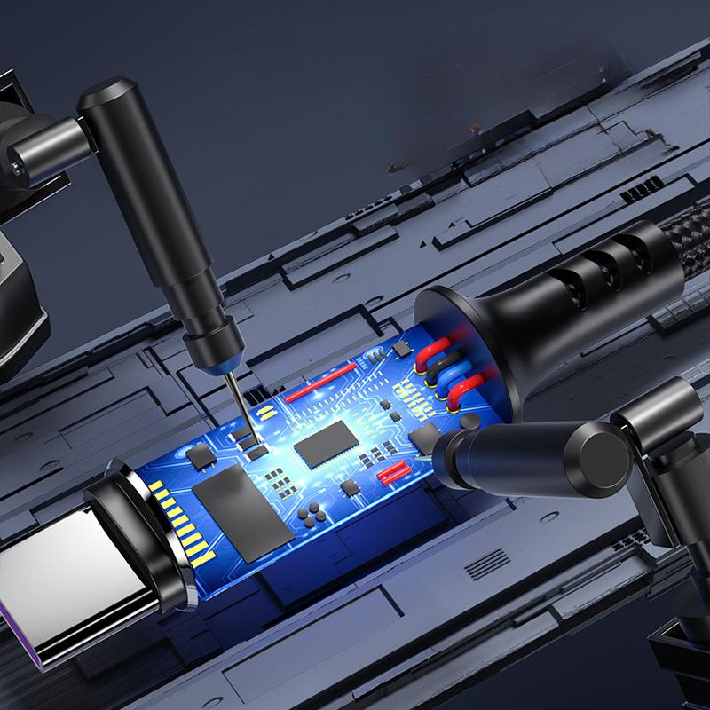 Apple Android Type-C Woven Fast Charging Data Cable, 25cm Short Cable, Dedicated Charging Cable For Power Bank