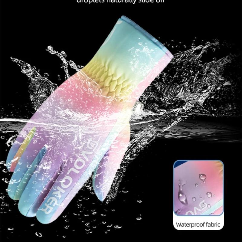 Children's Skiing Warm Gloves with Neutral Style, Winter Wool Lining, Anti Slip Outdoor Belt, Side Pull Waterproof Material