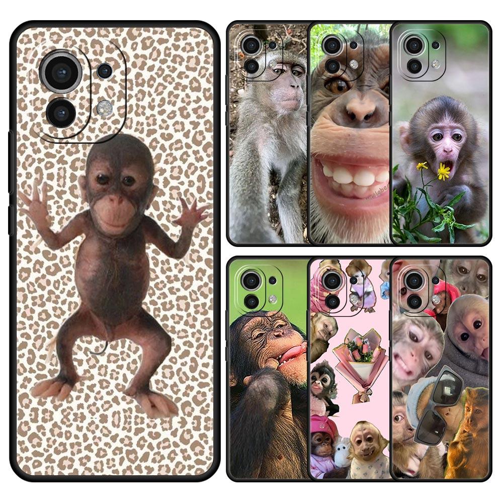 Phone Case For Xiaomi Mi 15 14 13 12 11 Lite 14T 13T 12T 11T Pro Poco X7 X6 X5 X3 Pro F6 F5 F4 Cover Cute Funny Monkey