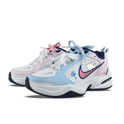 Air Monarch 4 Abrasion Resistant Breathable Low Top Chunky Sneakers Unisex Blue Pink 415445-102(team183-)