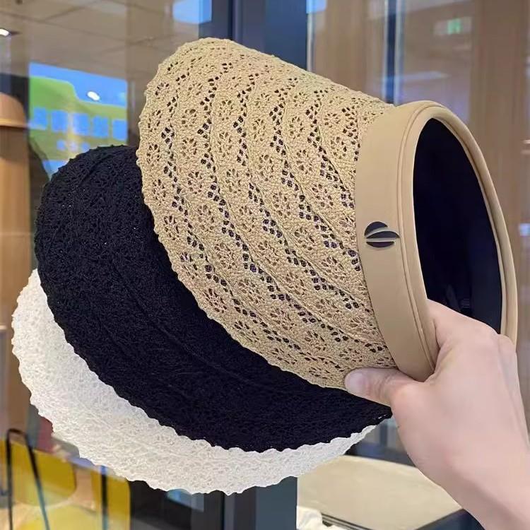 Summer Lace Sun Protection Empty Top Hat Women's Outdoor Travel Fashion Versatile Sun Hat Vacation Beach Sun Hat
