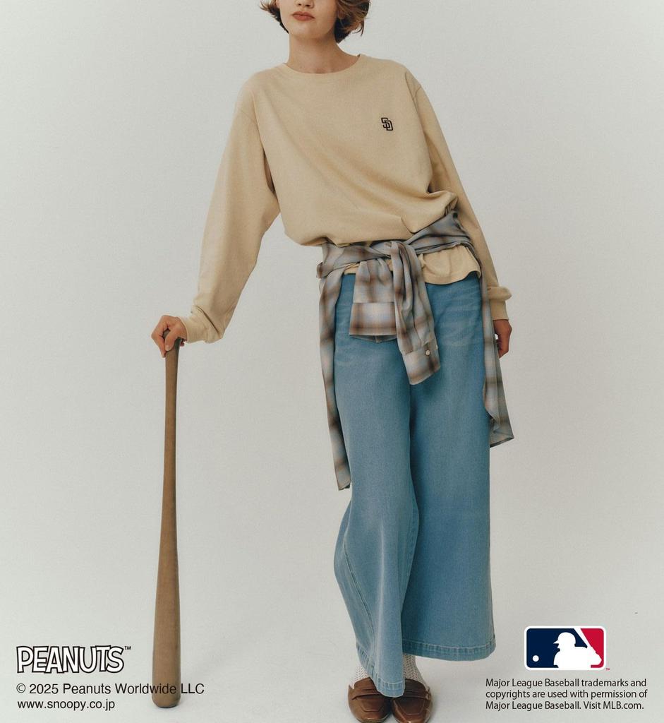 ROPE PICNIC [MLB x PEANUTS] Assorted Long Tee Women's GDM55960 Beige (27) F