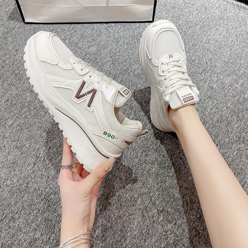 Mesh breathable dad shoes women's 2025 spring and autumn new thick-soled heightening women's shoes soft-soled non-slip casual sports shoes