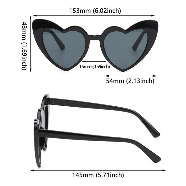Ochelari de soare cu inimă, 14 culori, ochelari de soare cu ochi de pisică pentru femei, ochelari de soare în formă de inimă de dragoste retro pentru femei, protecție UV400