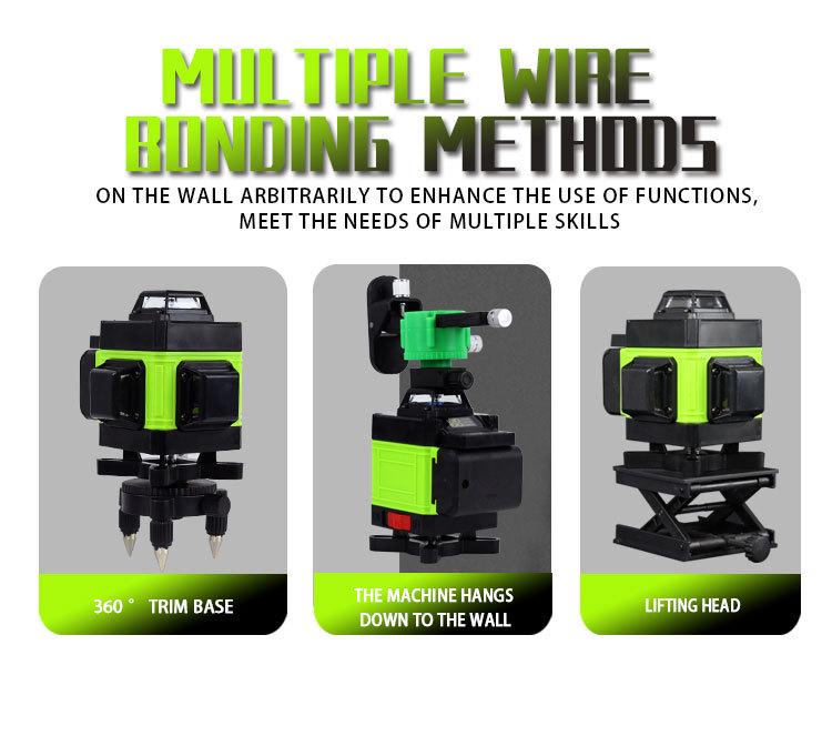 16-Line Self-Leveling Laser Level with Infrared Green Light, 360° Horizontal & Vertical Functionality