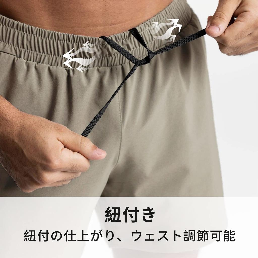 Manatsulife Gym Woven Beach Summer DK09 Men's Shorts, Quick-Drying, Lightweight, 3/4 Length, Fabric, Shorts, Sportswear, Bottoms, (XL, Gray)