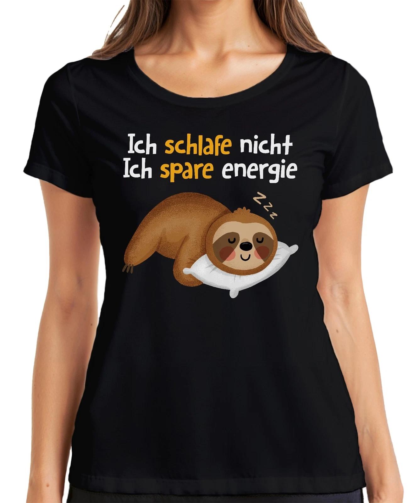 Faultier Schlafmuffel Chillmodus Schlafe nicht spare Energie Damen T-Shirt L